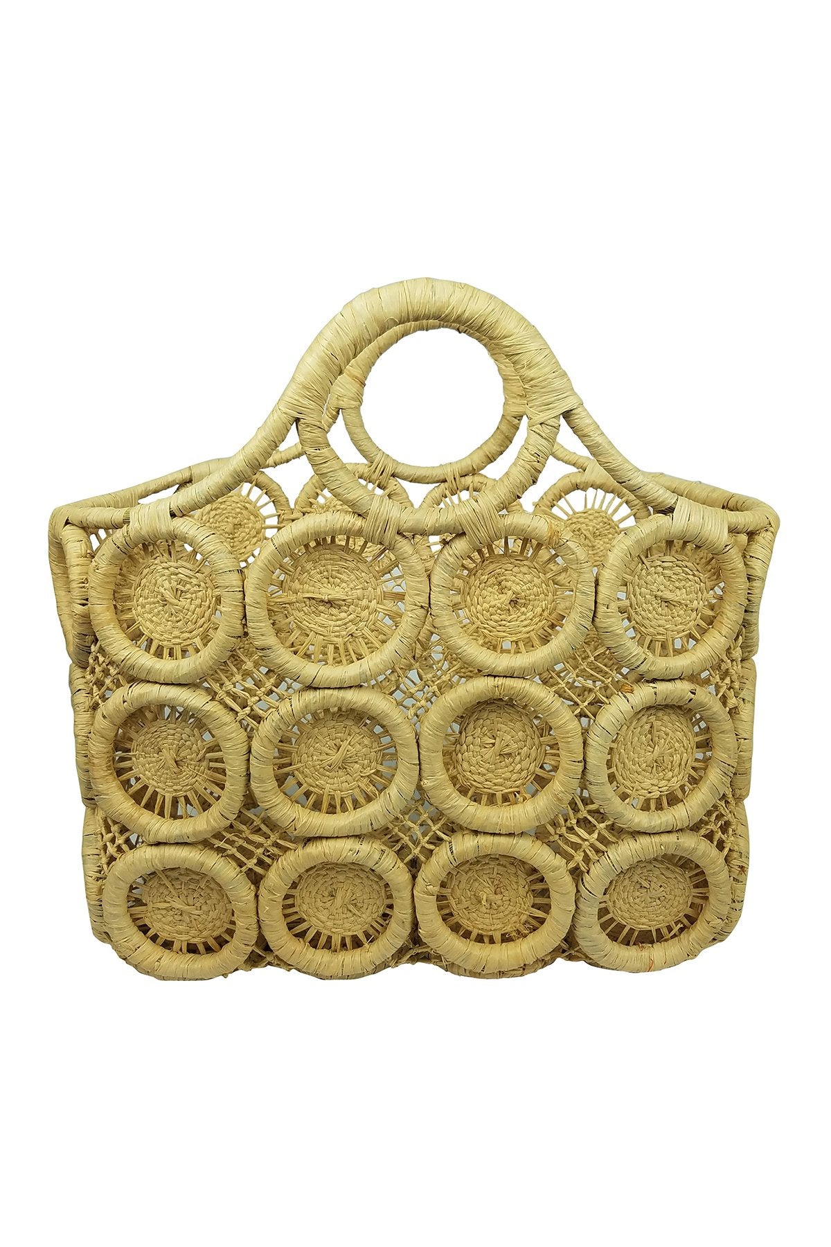 MACRAME SMALL STRAW TOTE