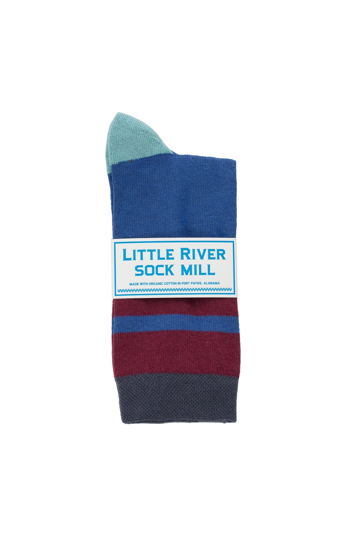 CUSHIONED STRIPED CREW SOCK BY LITTLE RIVER SOCK MILL