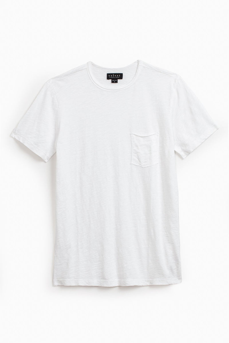 CHAD RAW EDGE COTTON SLUB POCKET TEE