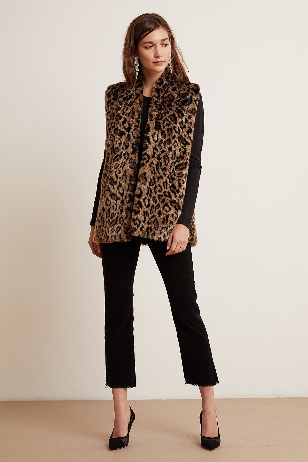 STEPHIE LEOPARD FAUX FUR VEST