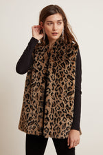 STEPHIE LEOPARD FAUX FUR VEST