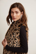 STEPHIE LEOPARD FAUX FUR VEST