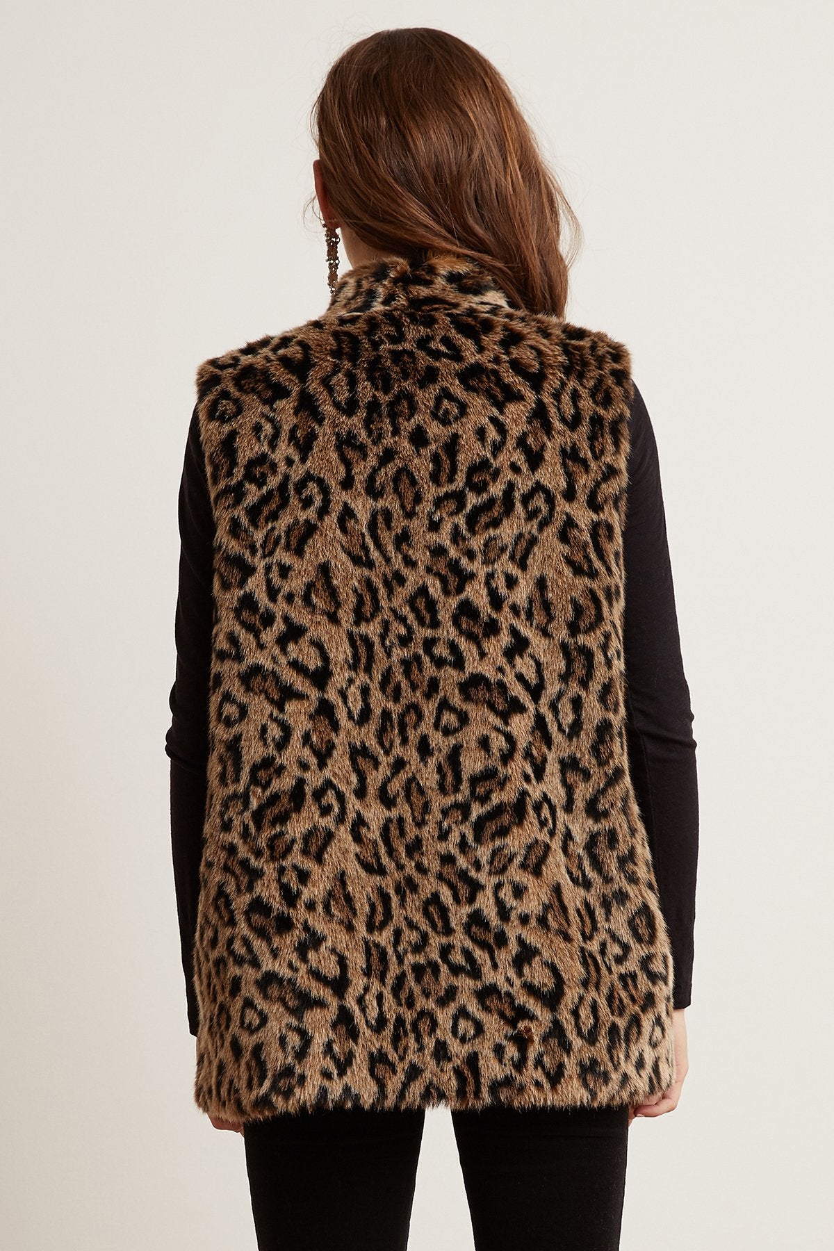 STEPHIE LEOPARD FAUX FUR VEST