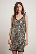 CARMELA ANTIQUE SEQUIN SLEEVELESS DRESS