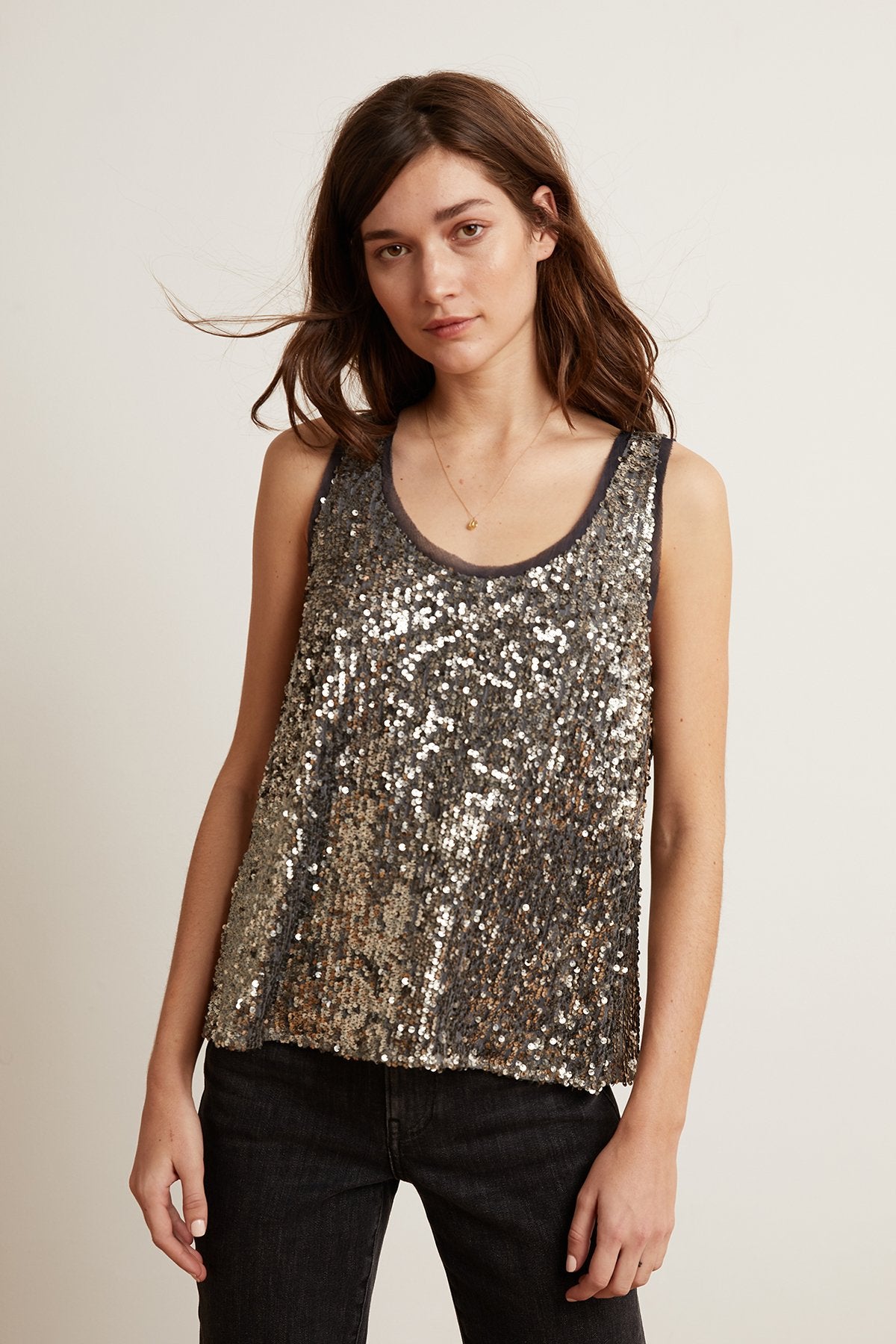 LEYLA ANTIQUE SEQUINS SLEEVELESS TOP