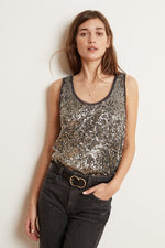 LEYLA ANTIQUE SEQUINS SLEEVELESS TOP