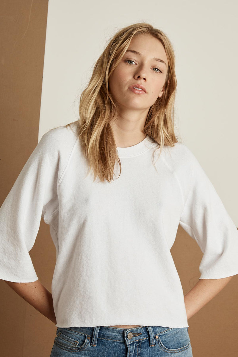ABRIELLE VINTAGE TERRY 3/4 SLEEVE RAGLAN TOP