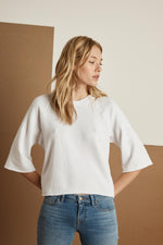 ABRIELLE VINTAGE TERRY 3/4 SLEEVE RAGLAN TOP