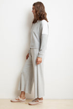 ADALIA HEATHER GREY WIDE LEG LUXE FLEECE PANT SIDE VIEW