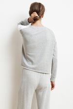 BRYN HEATHER GREY LUXE FLEECE COLORBLOCK PULLOVER BACK