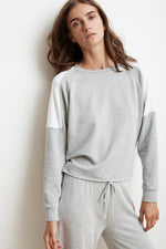 ADALIA HEATHER GREY WIDE LEG LUXE FLEECE PANT DRAWSTRING
