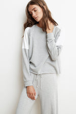 BRYN HEATHER GREY LUXE FLEECE COLORBLOCK PULLOVER