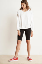 EDLYN LUXE FLEECE LONG SLEEVE PULLOVER WITH ROXY SHORT