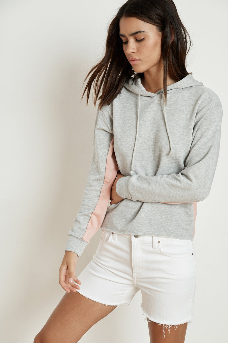 KARTER HEATHER GREY LUXE FLEECE CROPPED HOODIE
