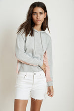KARTER HEATHER GREY LUXE FLEECE CROPPED HOODIE