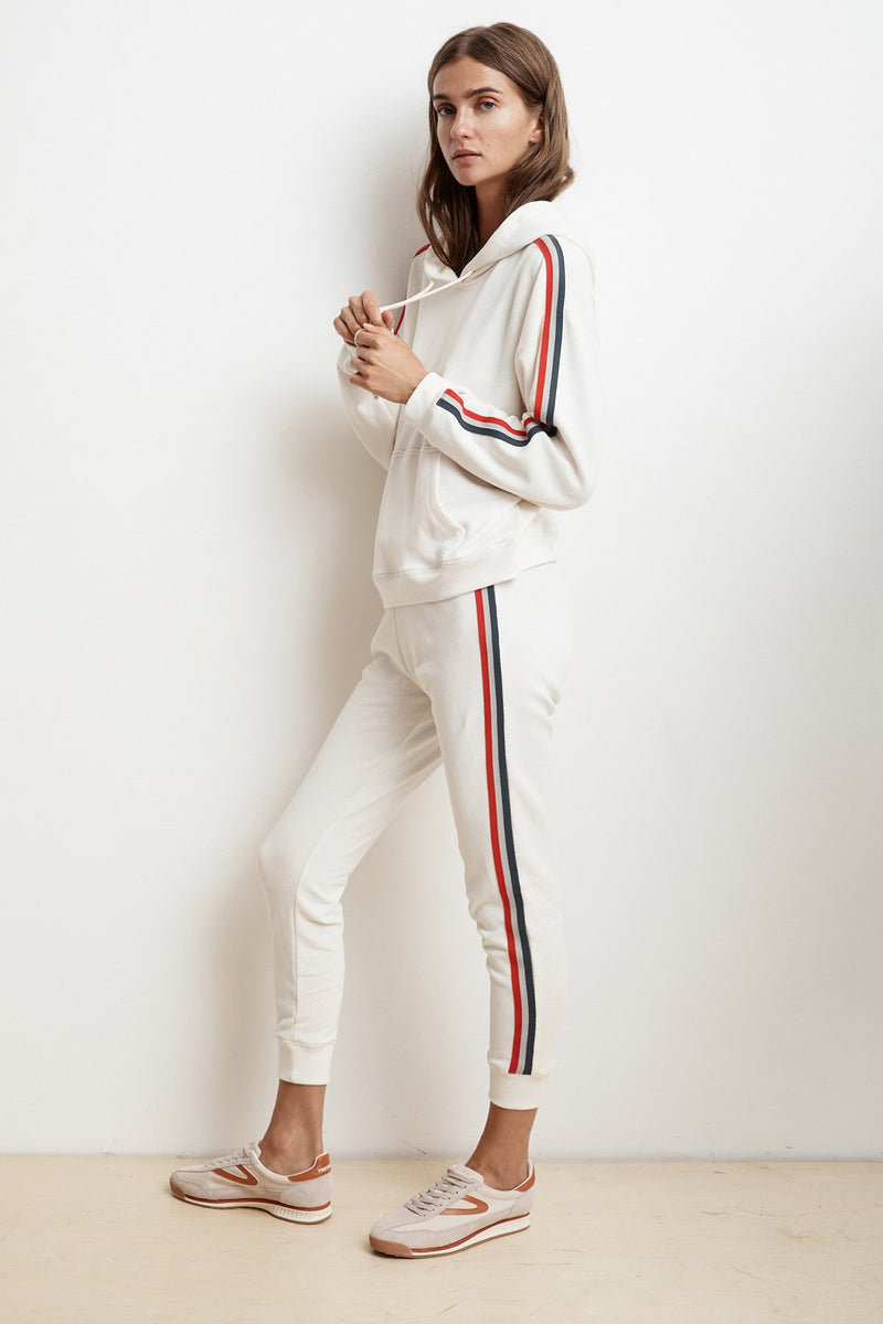 MCKENNA STRIPE TRIM TERRY HOODIE