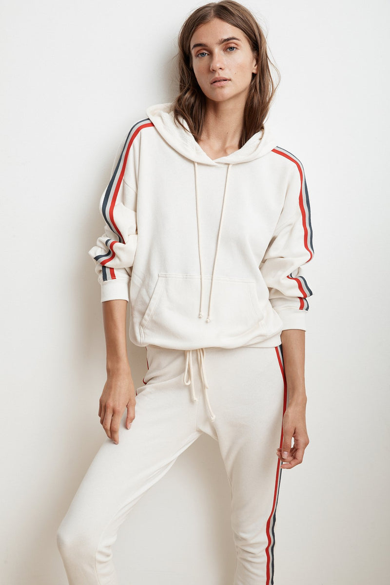 MCKENNA STRIPE TRIM TERRY HOODIE