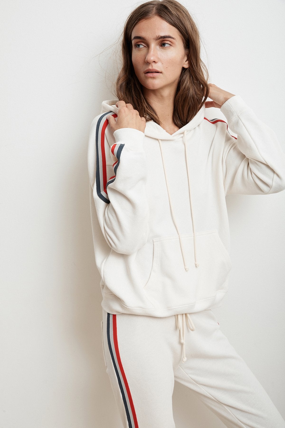 MCKENNA STRIPE TRIM TERRY HOODIE