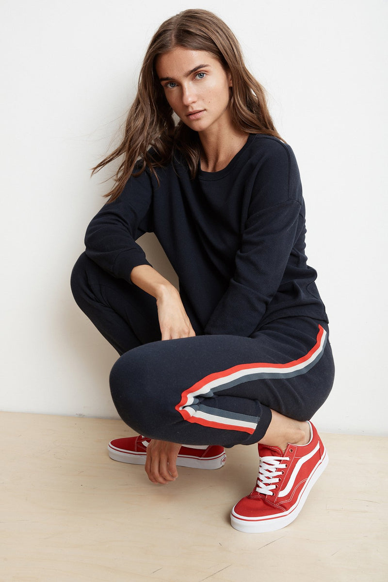 XIA STRIPE TRIM TERRY JOGGER PANT