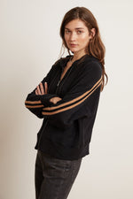 REMY LUXE FLEECE FEATHERED STRIPE HOODIE