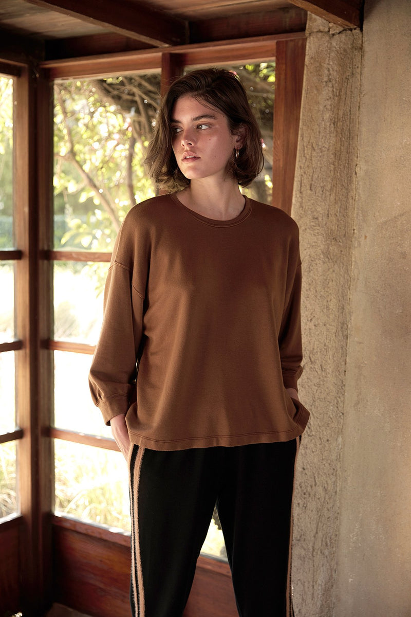 RUMER LUXE FLEECE DROP SLEEVE TOP