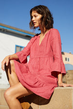 AURORA WOVEN LINEN TIERED DRESS