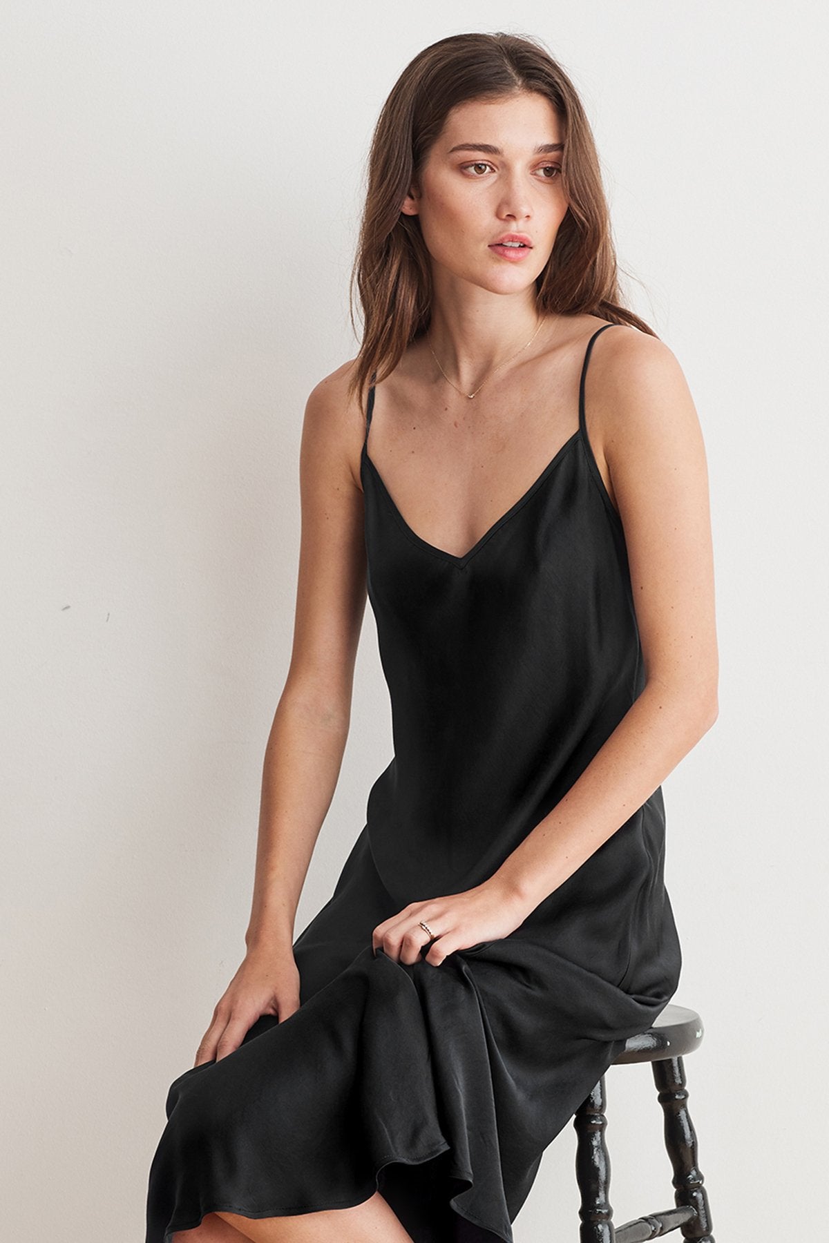 BRIENNE SATIN VISCOSE CAMI DRESS