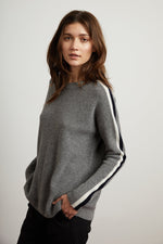 ELIANA STRIPE CASHMERE CREW NECK SWEATER