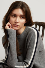 ELIANA STRIPE CASHMERE CREW NECK SWEATER