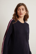 ELIANA STRIPE CASHMERE CREW NECK SWEATER