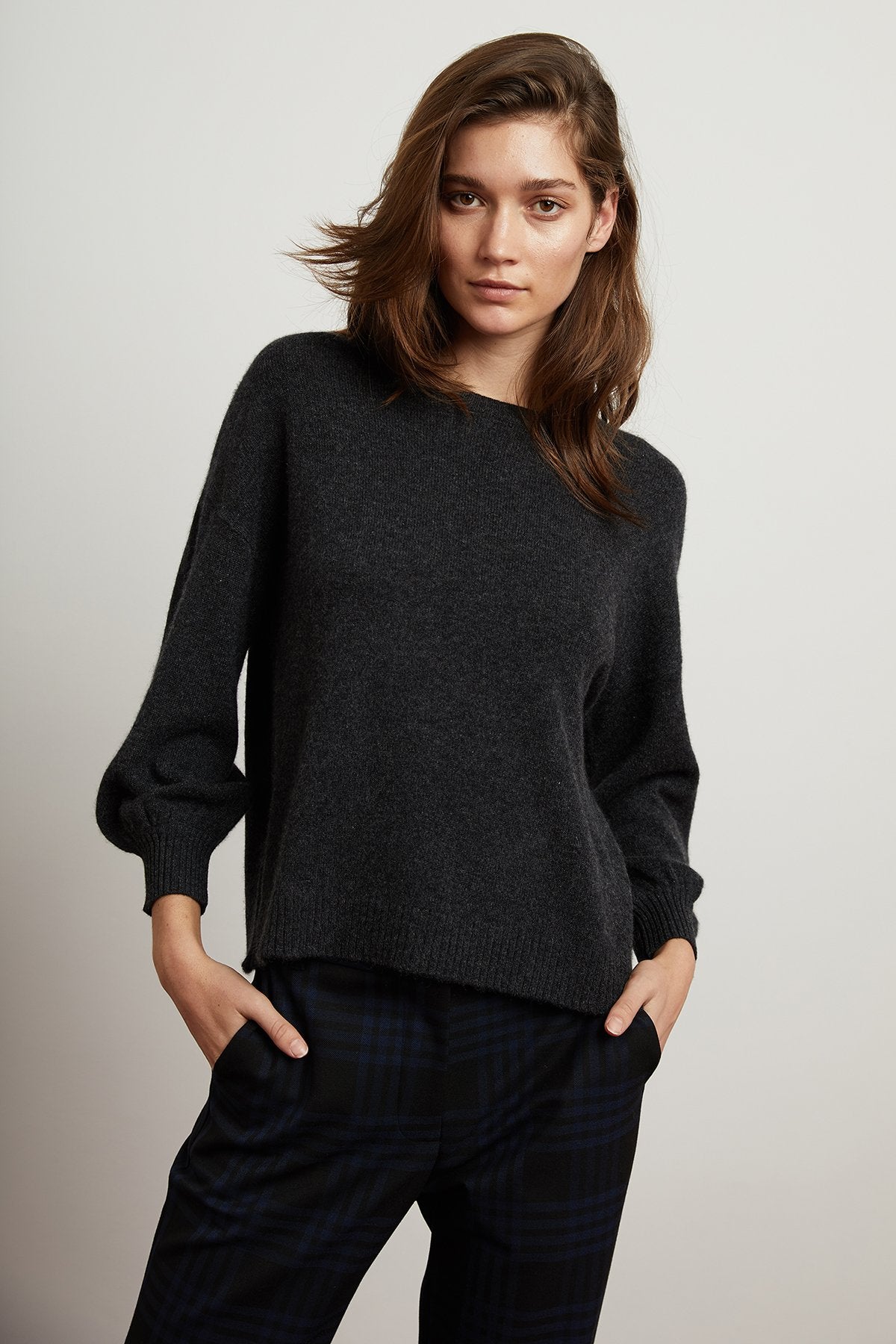 GABRIELLE CASHMERE PUFF SLEEVE SWEATER