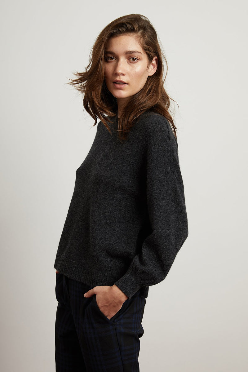 GABRIELLE CASHMERE PUFF SLEEVE SWEATER