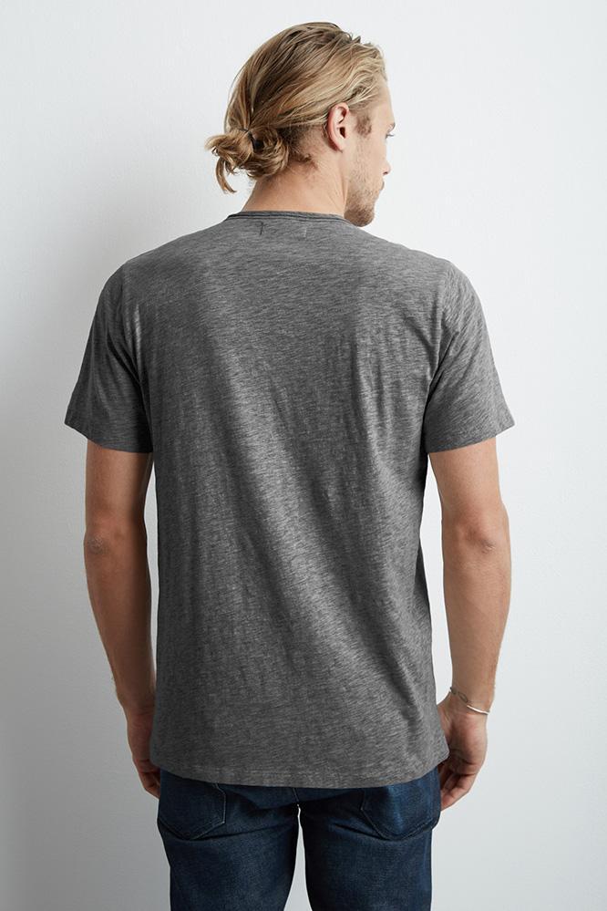 CHAD CHARCOAL RAW EDGE COTTON SLUB POCKET TEE