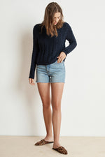 ARELY COTTON CABLE KNIT SWEATER