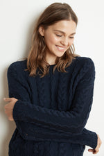 ARELY COTTON CABLE KNIT SWEATER