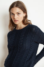 ARELY COTTON CABLE KNIT SWEATER