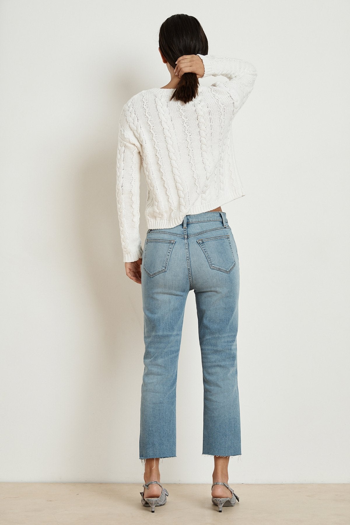 ARELY COTTON CABLE KNIT SWEATER