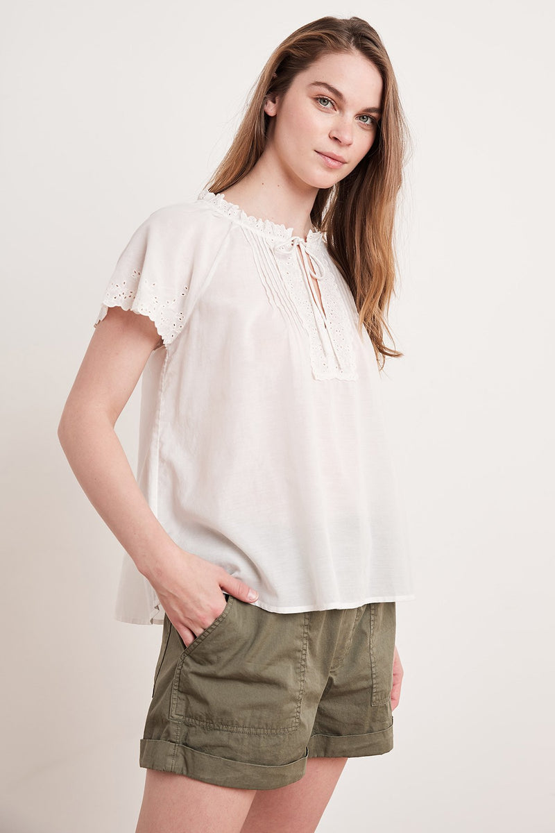 NOELY EYELET EMBROIDERED BLOUSE