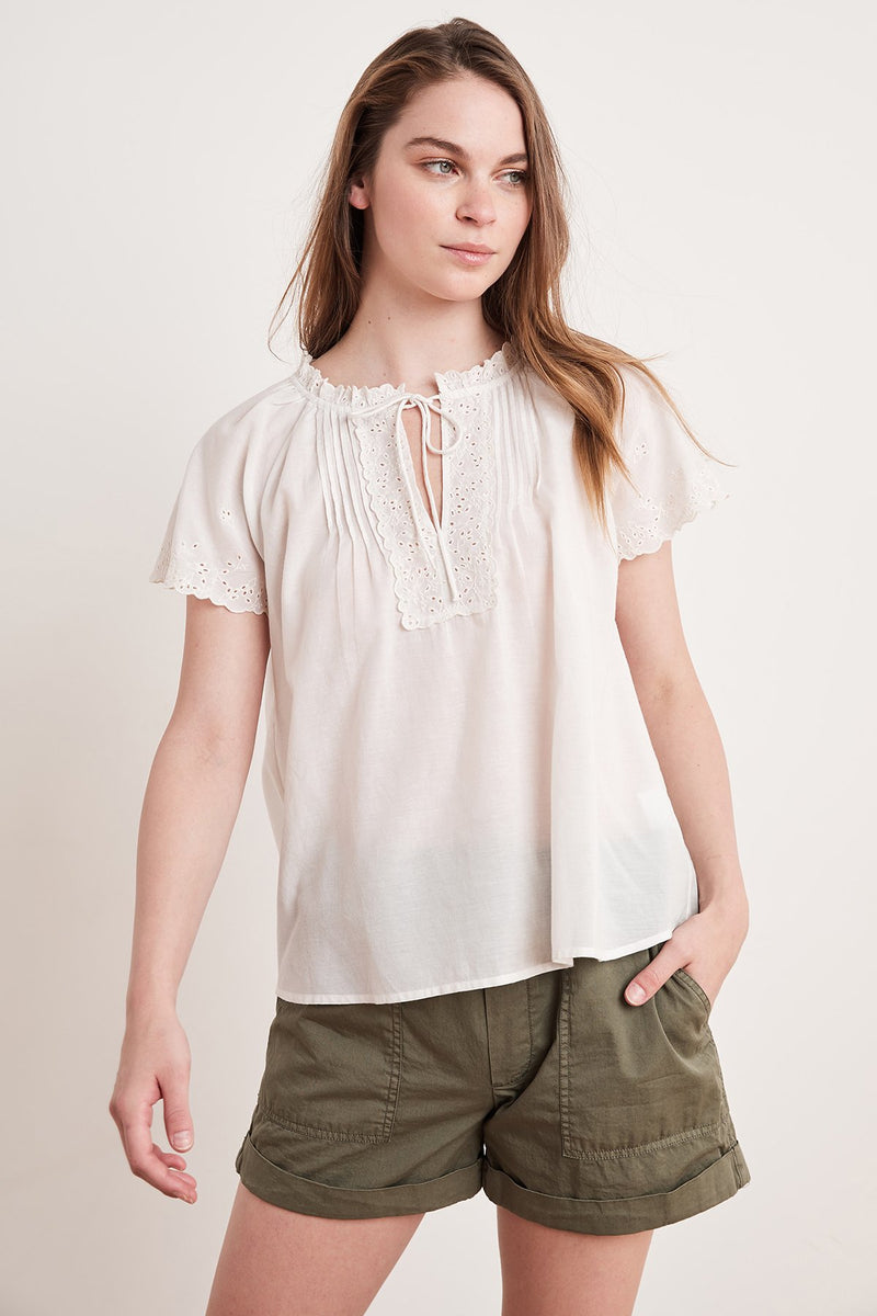 NOELY EYELET EMBROIDERED BLOUSE