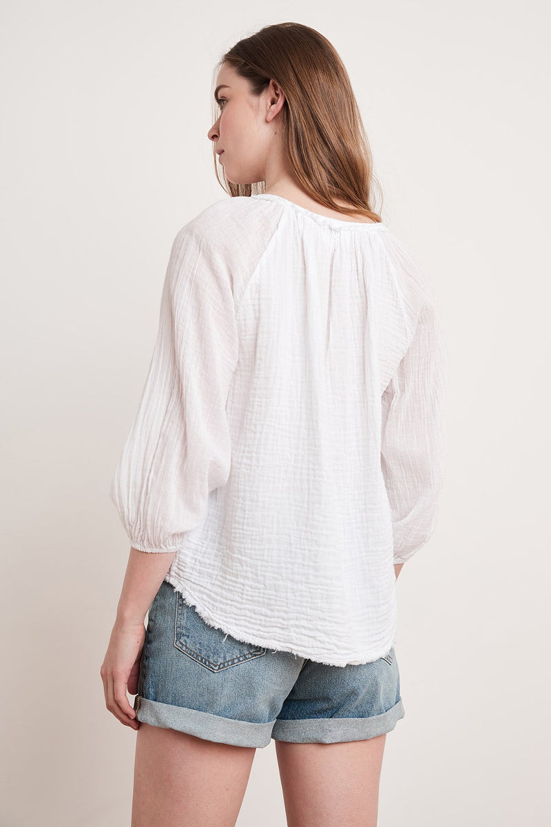 CATHY COTTON GAUZE PEASANT BLOUSE