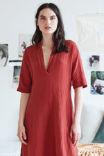 KERRY COTTON GAUZE V-NECK DRESS