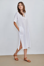 KERRY COTTON GAUZE V-NECK DRESS