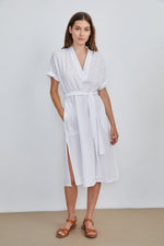 KERRY COTTON GAUZE V-NECK DRESS