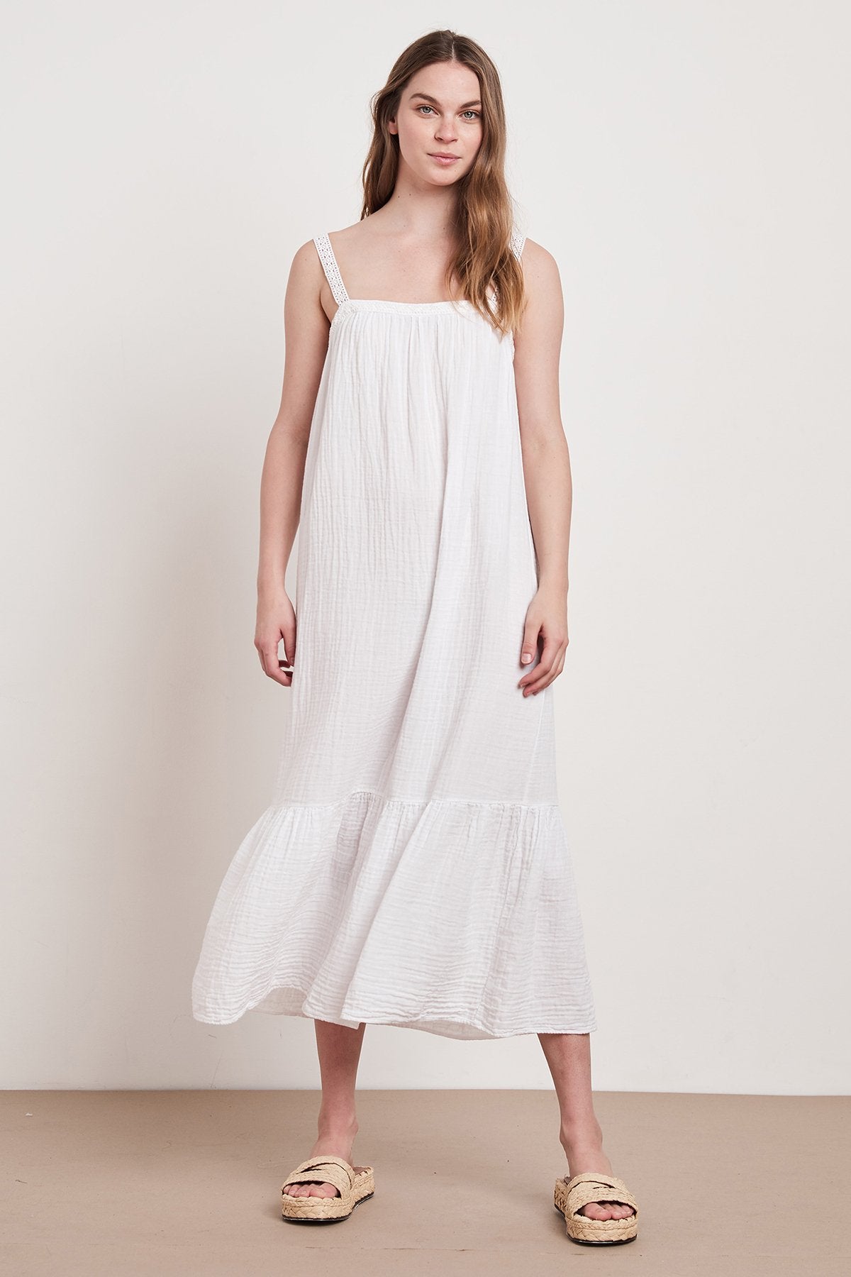 LILA COTTON GAUZE MIDI DRESS