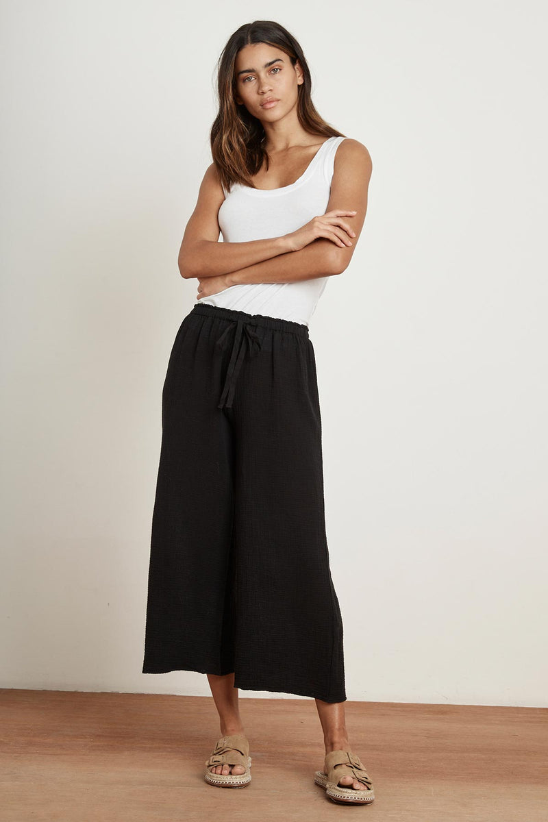 RAVYN COTTON GAUZE WIDE LEG PANT