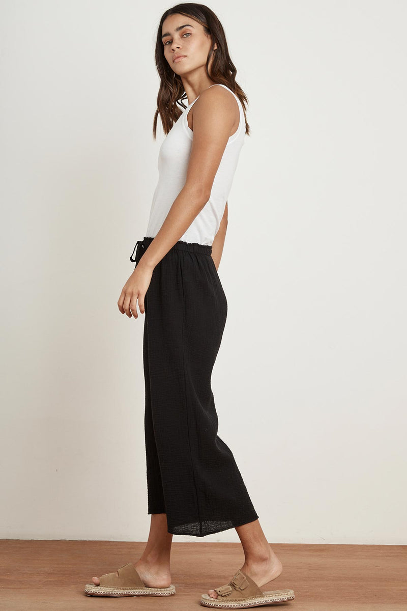 RAVYN COTTON GAUZE WIDE LEG PANT