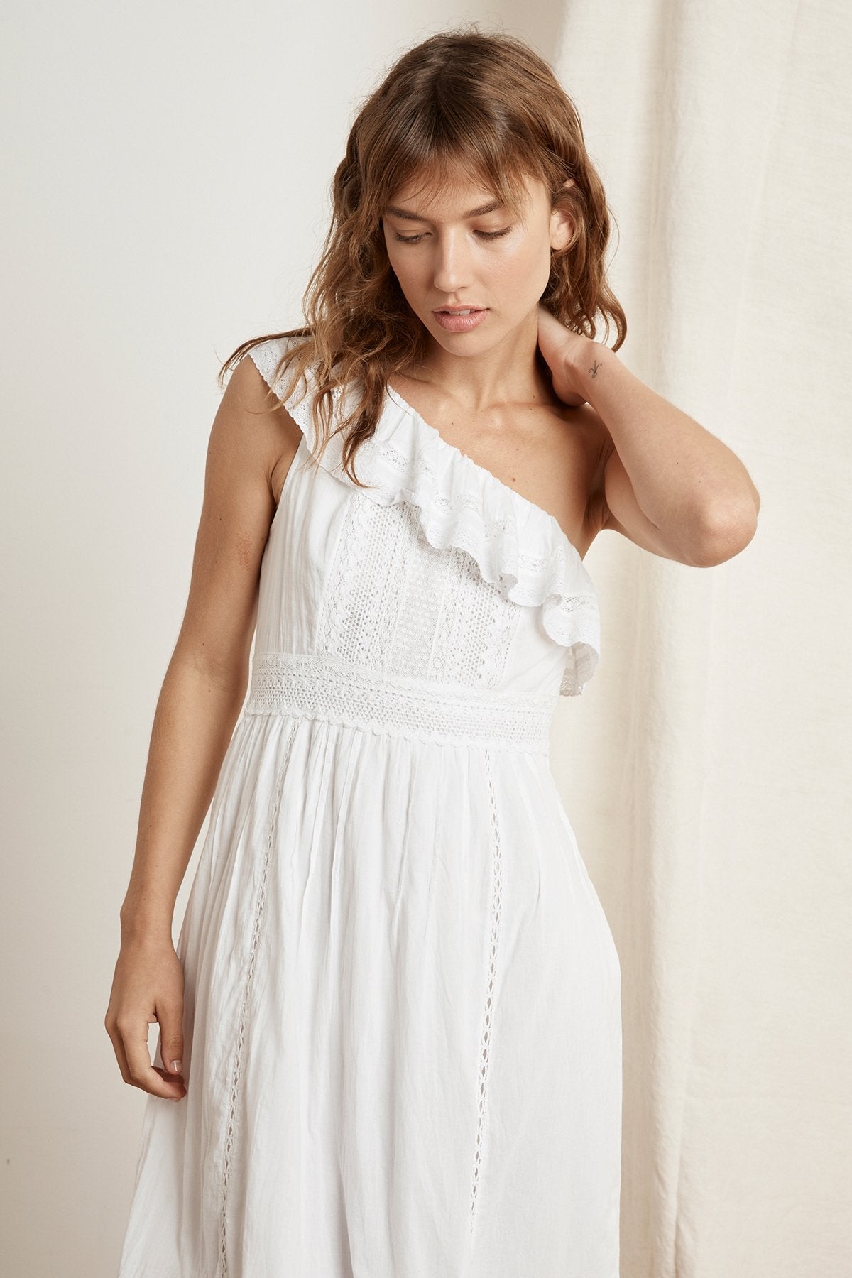 COCO COTTON LACE ONE SHOULDER DRESS