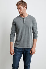 OCTAVIUS COTTON LINEN JERSEY HENLEY