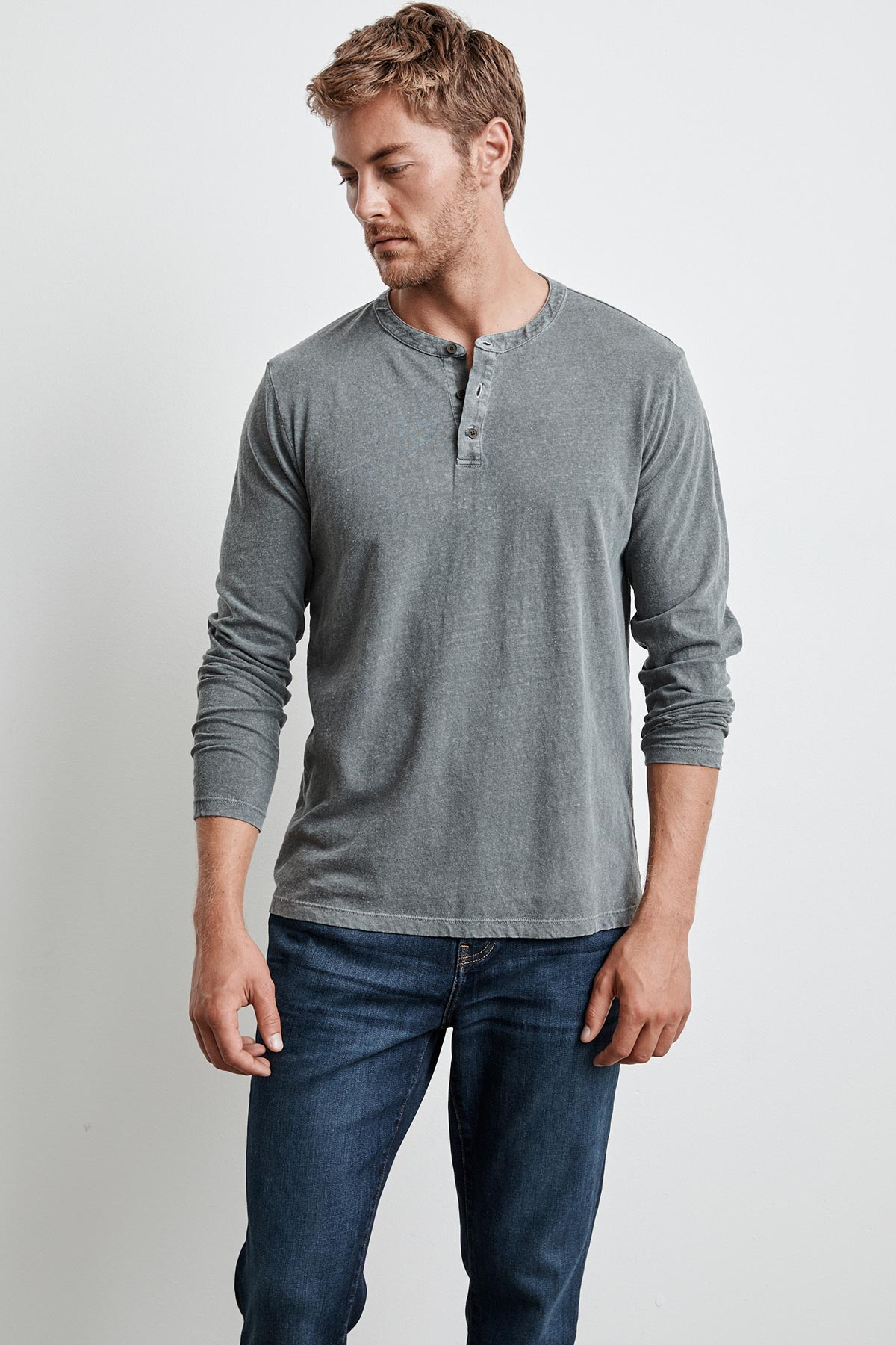 OCTAVIUS COTTON LINEN JERSEY HENLEY