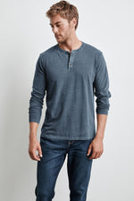 OCTAVIUS COTTON LINEN JERSEY HENLEY